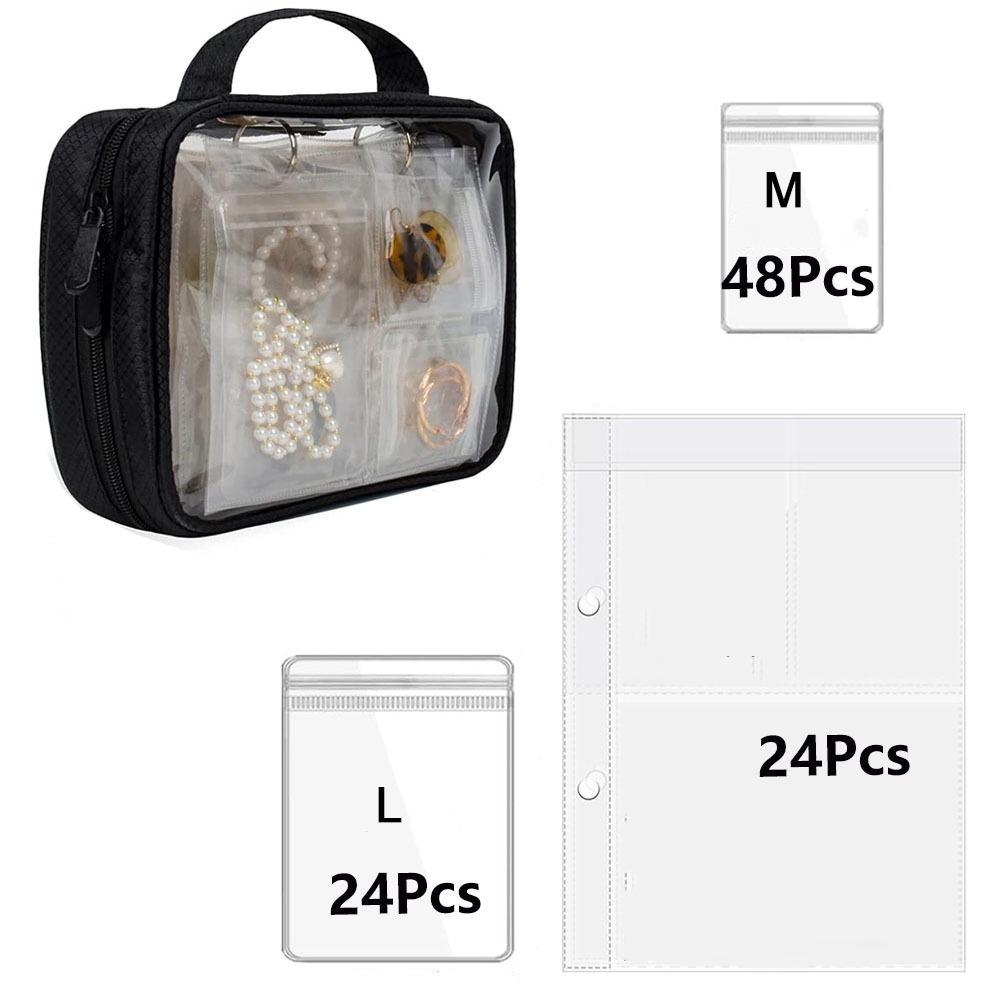 Large Capacity Clear PVC Jewelry Organizer Dust-proof with Zipper Necklace Ring Packing Bag Sealed Earring Holder