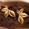 European and American Niche Glossy Flower Leaf Stud Earrings Simple and Versatile Commuter Earrings Metal Girls Earrings