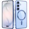 Coque Magnétique - BOOLING - pour Samsung Galaxy S26 - Protection Transparente Contour Chromé Bleu