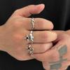Gothic Hip Hop Metal Star Irregular Open Ring Set for Men Fashion Silver Color Cross Inlay Zircon Index Finger Rings Jewelry