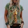 Women's T Shirt Tee Giraffe Print Daily Weekend Basic Short Sleeve Round Neck Custom Print