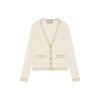 Knitwear Women's Ecru V Neck Moderate Cardigan 742977-XKC78-9485
