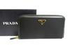 Authentic Black Nylon Leather Gold H/W Round Zip Long Wallet #a570  Open Box