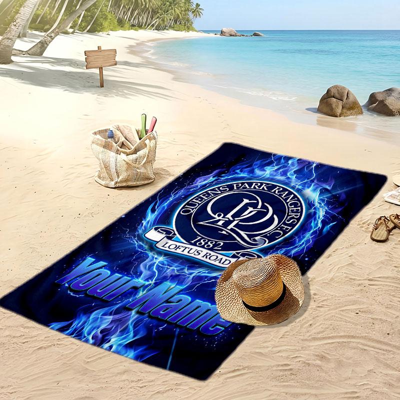 Queens Park Rangers FC Personalized Printed Beach Towel Soccer Logo Support Custom Name Text Absorbent Towel For Sport Travel Special Gift