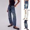 Women's Wide Leg Barrel Jeans Low Rise Drawstring Denim Ankle Pants Elastic Waist Stretchy Baggy Boyfriend Trouser