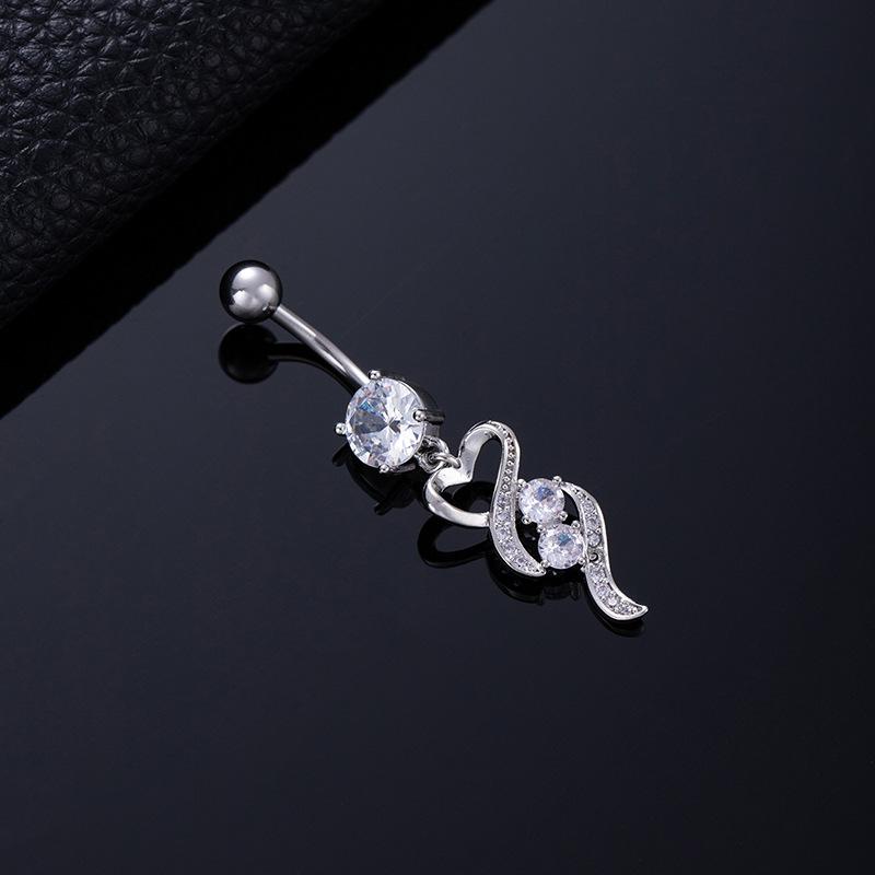 Colored Zircon Spiral Navel Nail Wind Star Moon Navel Ring Pierced Tassel Navel Buckle