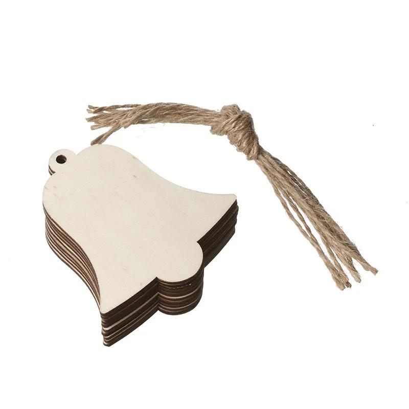 10Pcs Enfeites de Natal de Madeira Fatias de Madeira Inacabadas com Furos Pingentes de Madeira em Branco para Crianças Decoração de Árvore de Natal Artesanato DIY