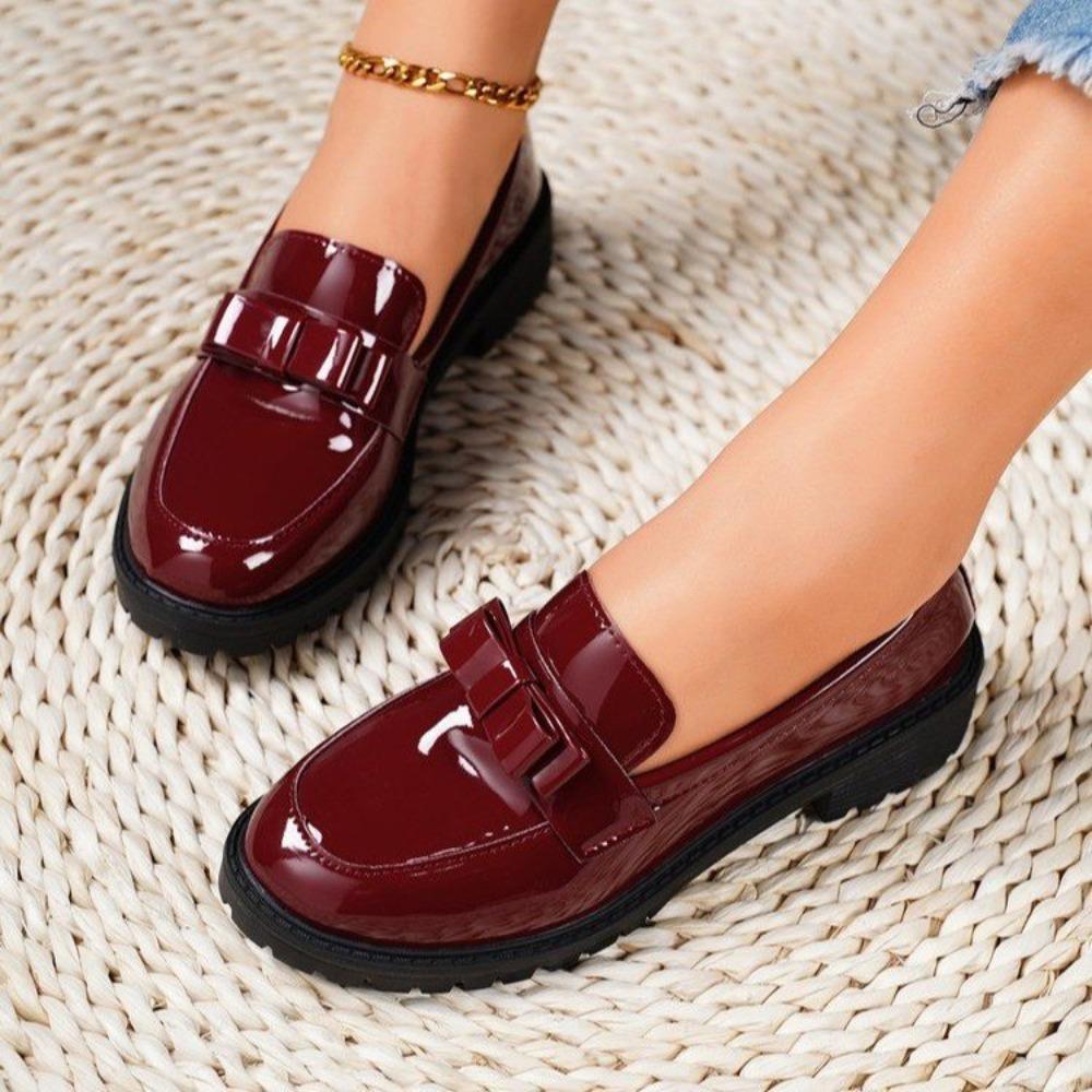 Bright Mid Heel Retro Fashion Casual Loafers