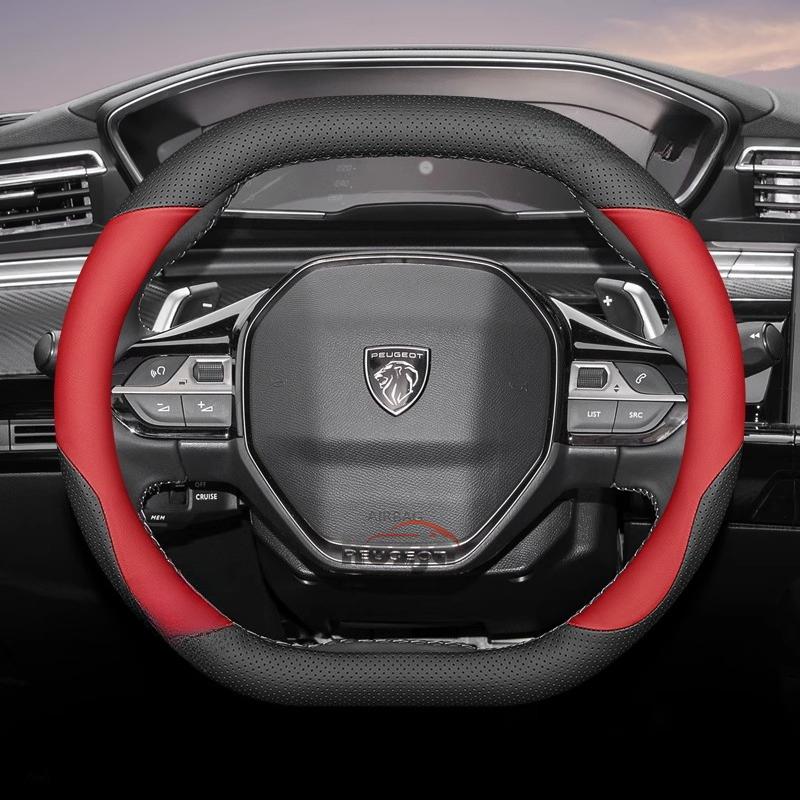 35cm 38cm Leather Car Steering Wheel Cover for Peugeot 5008 408 308 Rifter e-Expert Expert e-Traveller Landtrek Accessories