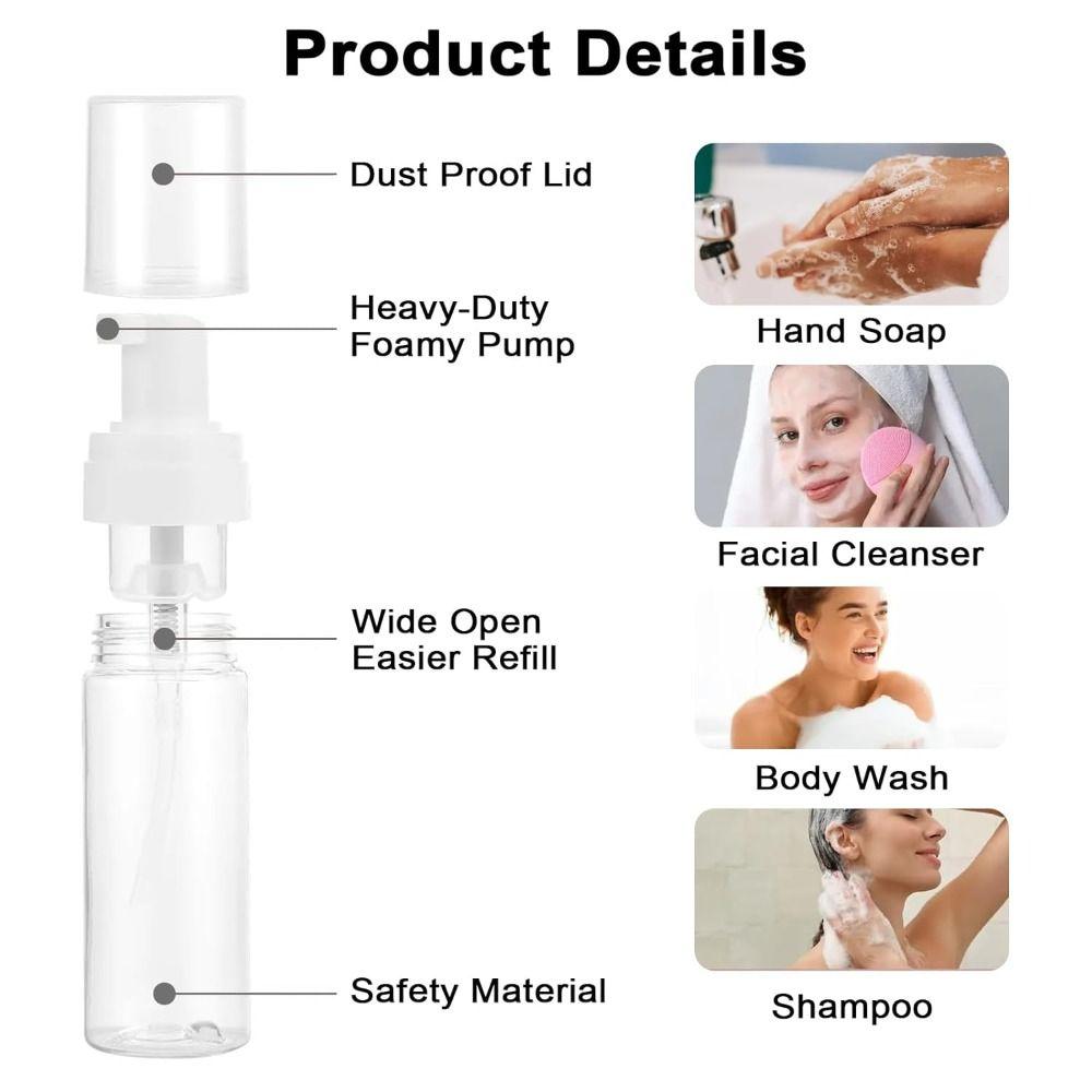 Clear Empty Bottle Plastic Empty Soap Bottle Portable Foaming Dispenser  Travel Cleaning