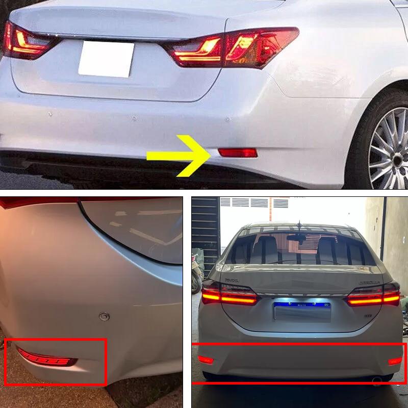 2pcs For Toyota Corolla 2014 2015 2016 Rear Bumper Reflectors Tail Turn Signal Brake Fog Light Shell housing no bulb