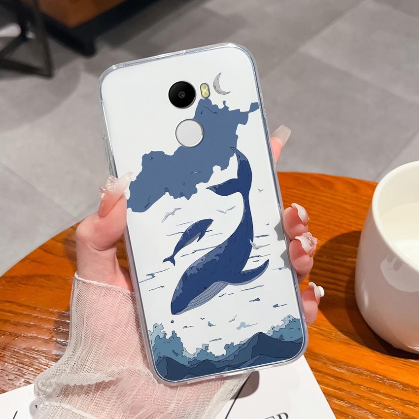 Case For Redmi 4 3 6 Pro 4A 4X 5A 5 Plus K90 Cute Shark Cat Pattern Phone Bags Soft Ultra Thin TPU Silicone Anti Slip Shell For Redmi Clear Back Cover