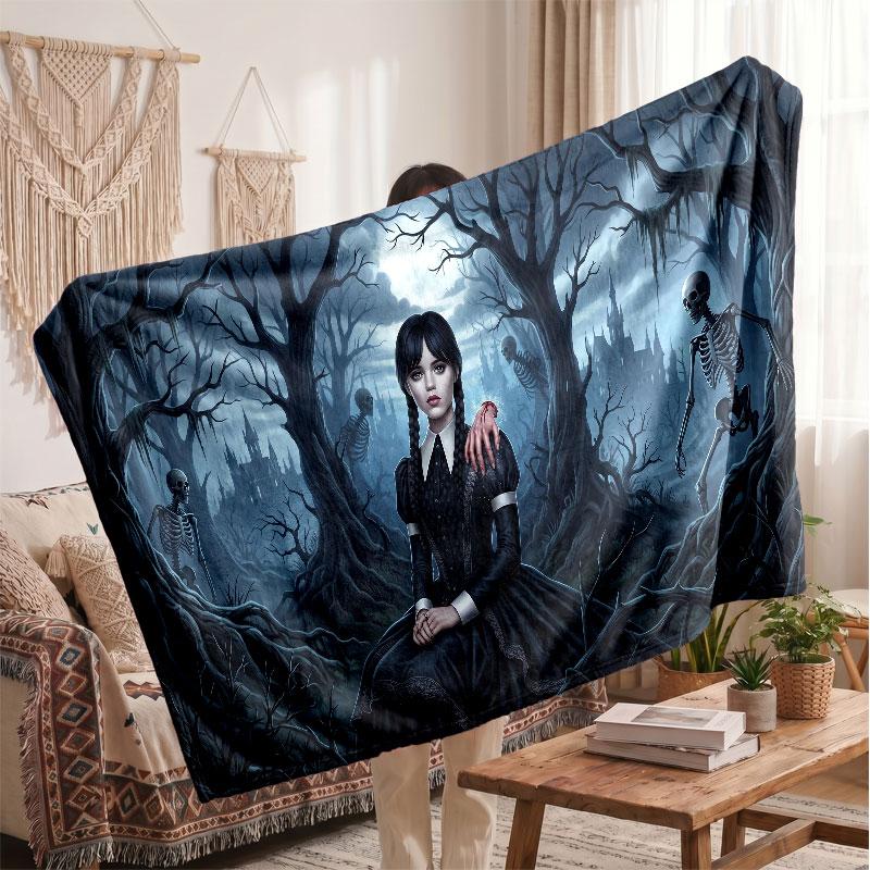 Warm Flannel BlanketWednesday Addams Soft Cozy Throw Blanket for Bedroom Couch