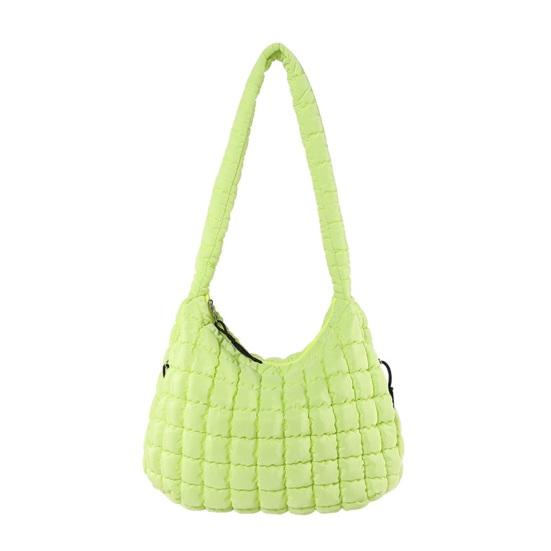 Dámska taška cez rameno Veľkokapacitná taška na zips Jednofarebná Polstrovaná Puffer Prešívaná Tote Taška Cestovanie Nakupovanie Crossbody Taška Puff Sling Bag