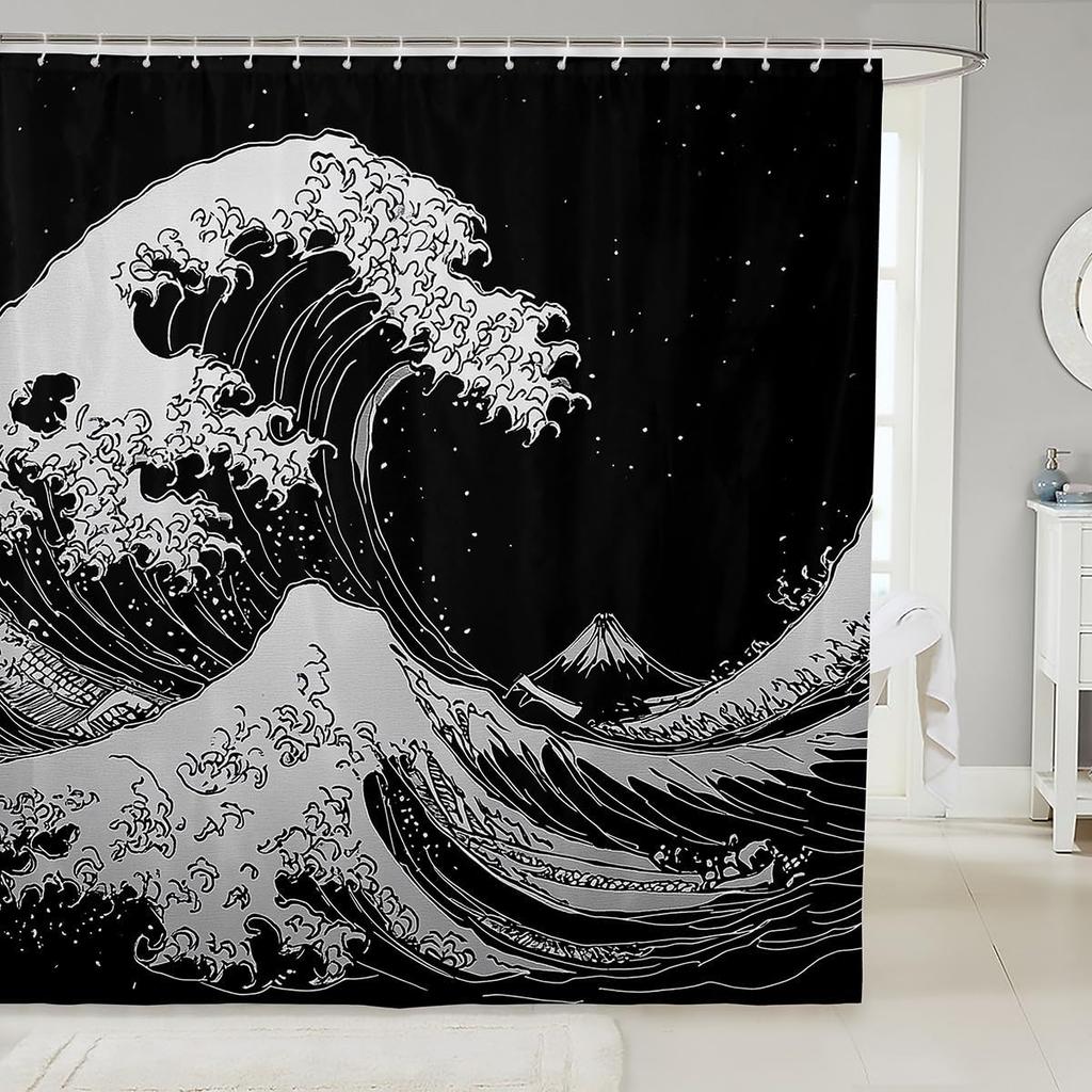 Koi Fish Shower Curtain Japanese Style Bath Curtain For Boys Girls Teens Ocean Marine Bathroom Shower Curtain Set Waterproof