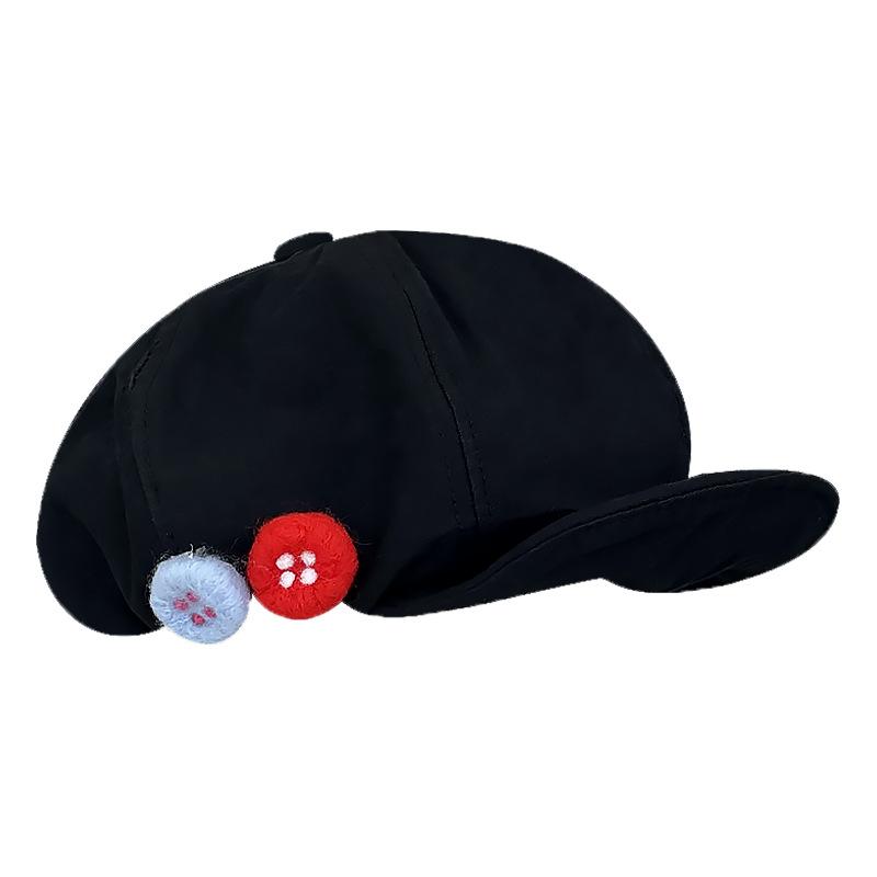 Summer Retro Versatile Big Head Surround Cloud Hat Button Newspaper Beret Korean Version Face Small Short Brim Beret