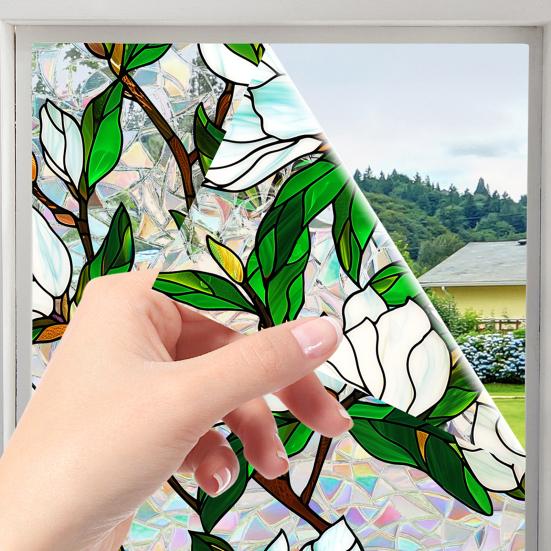 Flower Window Privacy Film Double-sided Stained Glass Rainbow Window Film Sun Blocking
