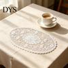 Decorative Table Covers for Weddings White Lace Doily, Elegant Retro Placemat, Embroidered Small Round Placemats Jewelry Trays Mat, Rectangular