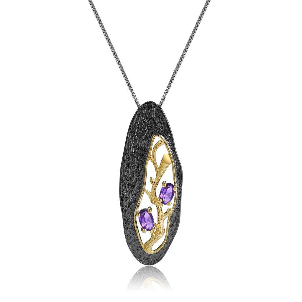 Original Designer Pendant with Branch Design S925 Sterling Silver Natural Rose Pomegranate Necklace Pendant