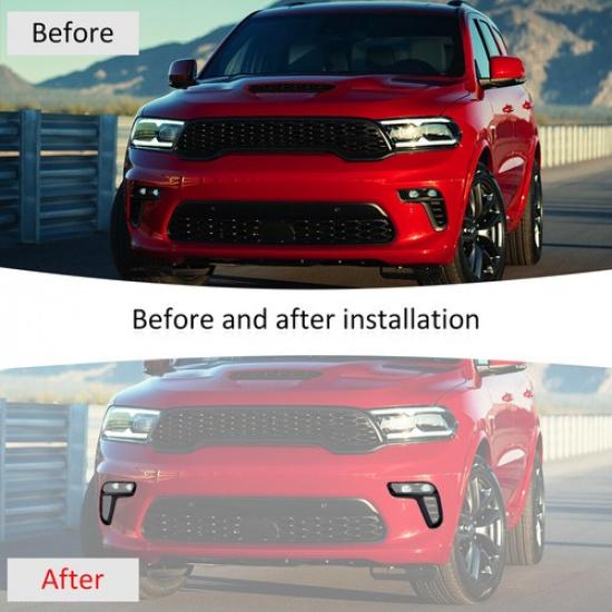 Black Front Driving Lamp Frame Trim Cover W/Fog Light hole for Dodge Durango 21+