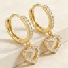 Retro Heart-Shaped Zircon Earrings Love Heart Ear Hoops Earrings for Women Charm Jewelry Gift
