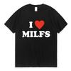 I Love MILFS I Heart Moms Letter Printed T-shirts Men Women Short Sleeve Casual T Shirt Haraj