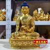 Boutique Sakyamuni Buddha Bronze Statue Ornament 10-inch Gilt Buddha Sanbao Buddha Household Offering Buddhist Hall Supplies