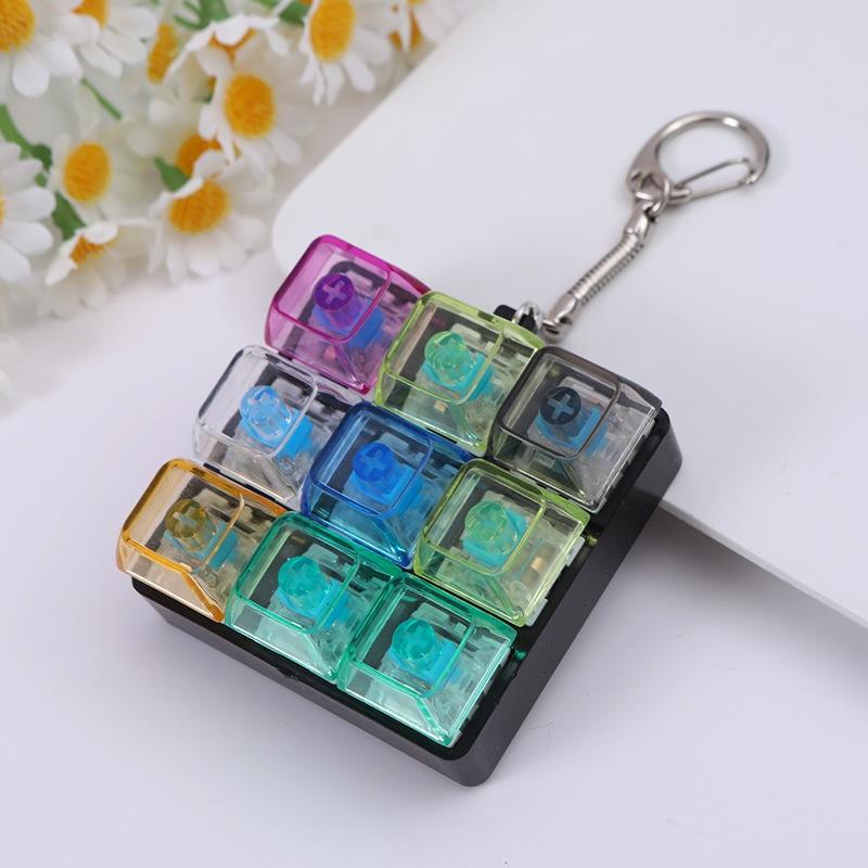 Button Keycap Keychain 9 Keys Keyboard Decompression Toys Diy Keyboard Keychain Toys For Adult Gifts To Relief Pass Time
