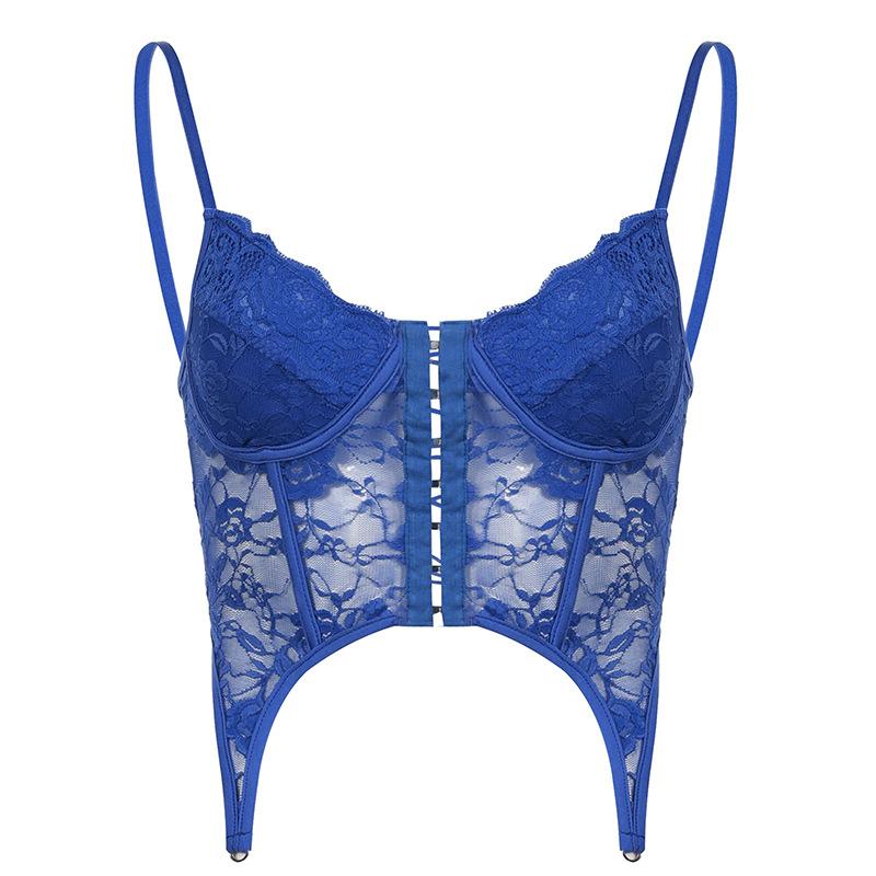 Spring Summer Women's Clothing Spicy Girl Style Lace V-neck Chest Revealing Small Vest for Women Camis & Tank Tops