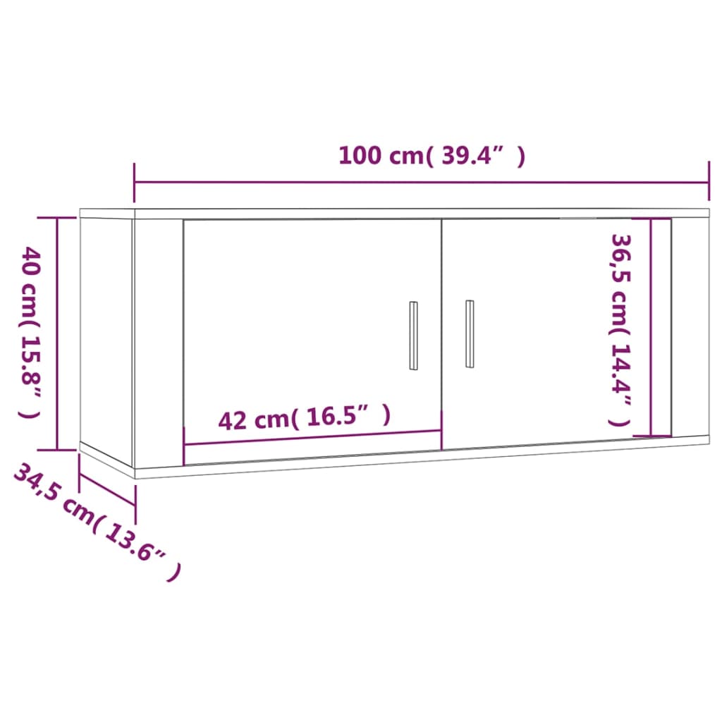 Wall Mounted TV Cabinets 2 pcs Concrete Grey 100 x 34.5 x 40 cm