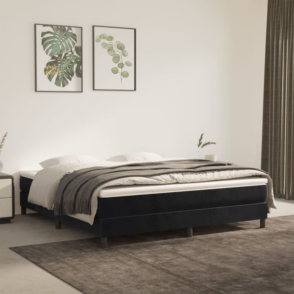 Box Spring Bed Frame Black 160 X 200 Cm Velvet