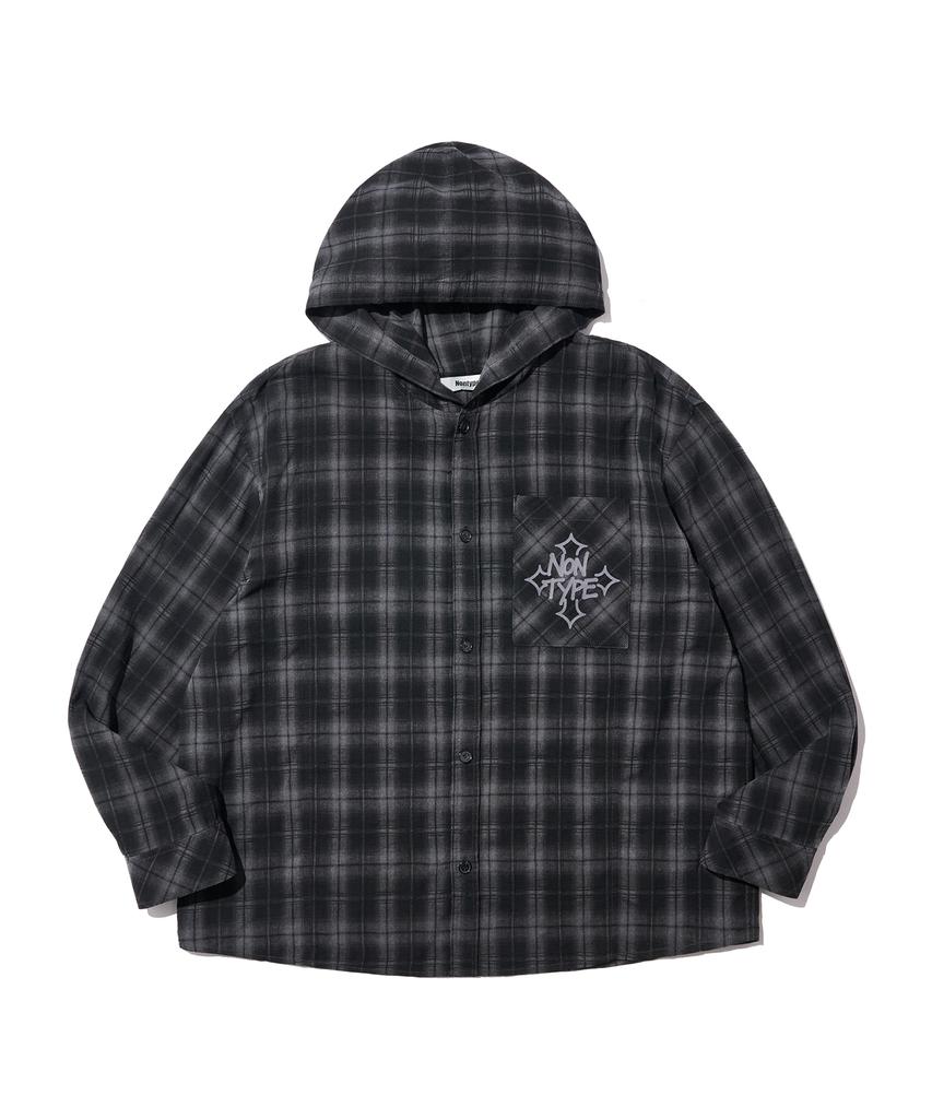 Nontai Check Hoody Shirts (Black)