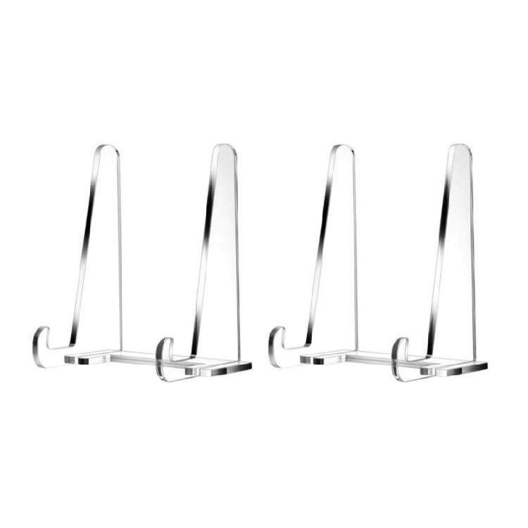Clear Acrylics Easel Stands 5.9Inch Decorative Plate Display Stand Picture Frame Stand for Displaying Books Photos