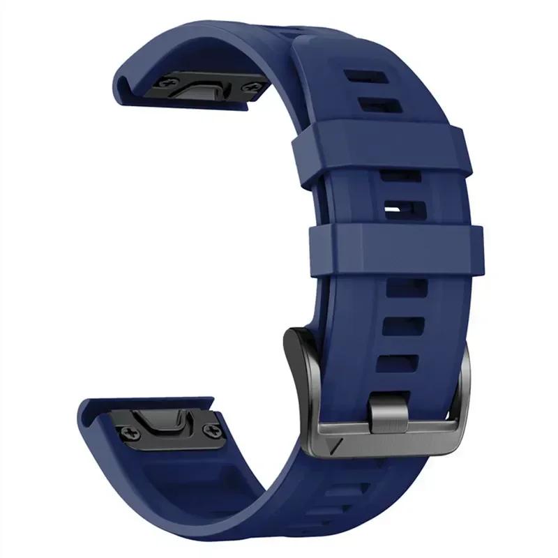 22 26mm Silicone Strap For Garmin Quatix 8/Tactix 8 7Pro/Fenix5 5x Puls 7 7x 6 6x 8 Pro 47mm 51mm/D2 Bravo Quick Fit Sports Band