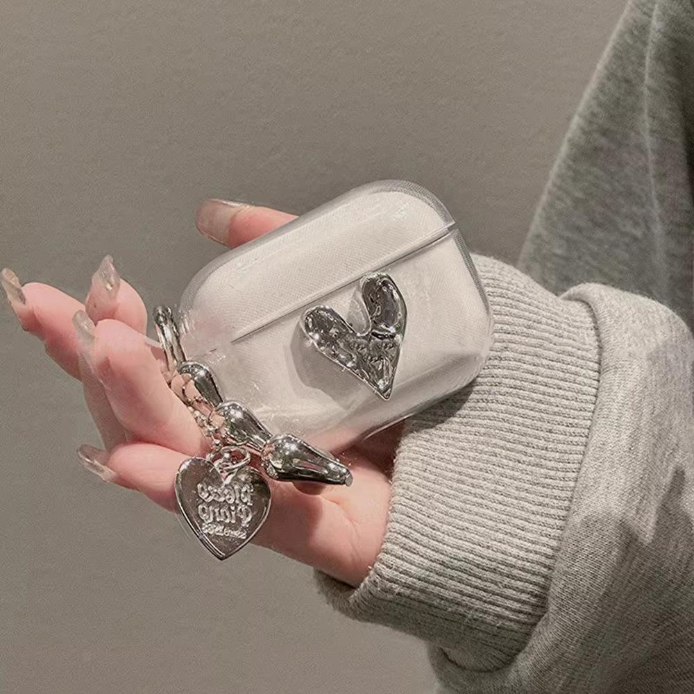 Three-dimensional Electroplating Love Pendant AirPods1/1/1/1 Generation Apple Earphone Cover Pro/pro1 Bluetooth Earphone Case