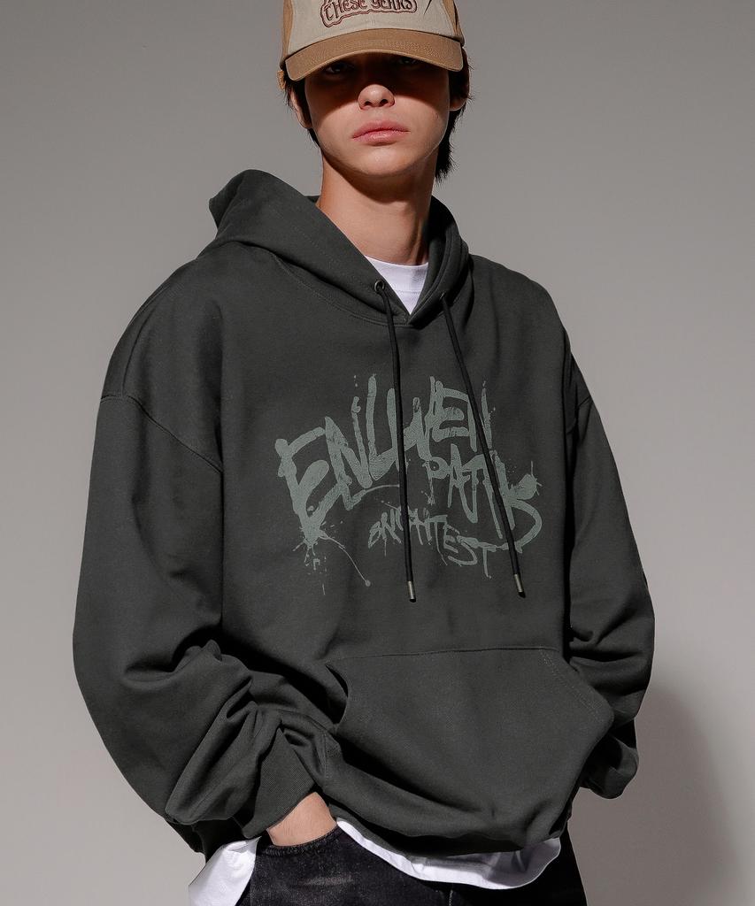 Pass Painting Heavy Cotton Hoodie Deep Grey Kmhd6831