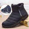 Winter PU Outsole Double Zipper Men's Snow Boots Thickened Warm Elderly Shoes Waterproof Non-slip Dad Shoes Cotton