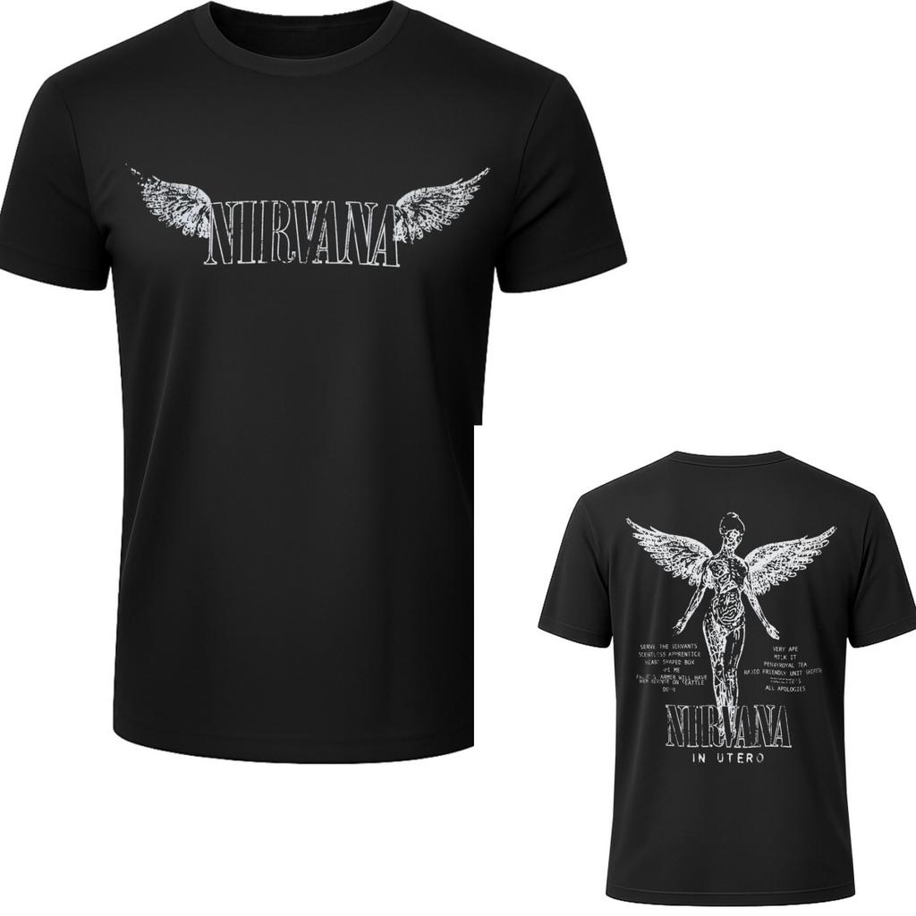 Camiseta de Algodón con Gráfico Retro de Nirvana Unisex Manga Corta de Verano Marca de Moda Camiseta Casual de Lujo Camisetas Vintage