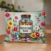 1pc Floral Medicine Bag Vibrant Cartoon Capsule Multi-Functional Cosmetic Travel Storage Pouch with Zipper Travel Essentials Bag