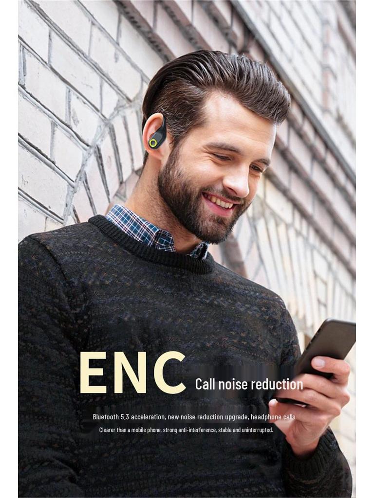 YW02 Wireless Sports Ear-hook Bluetooth Earphones with ENC and Long Battery Life