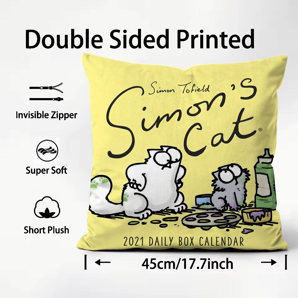 Anime S-Simons C-Gatto Cuscino Carino Copricuscino Tessuto Peluche Morbido Stampato Double-Sided Divano Caldo Inverno Regalo Casa Copricuscino