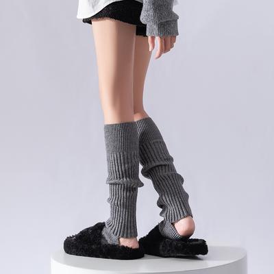 Socks Cover Warm Cashmere Stepping Socks Cover Y2K Knitted Long Tube Stack Gray Thickened Calf Socks