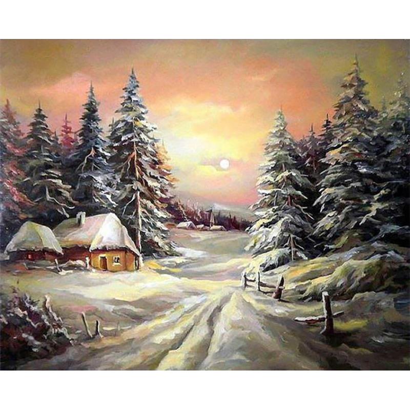 DIY Snow Scenery 5D Diamond Painting Full Round Drill Landscape Embroidery Cross Stitch Kit Mosaic Art Wall Gift Home Decor