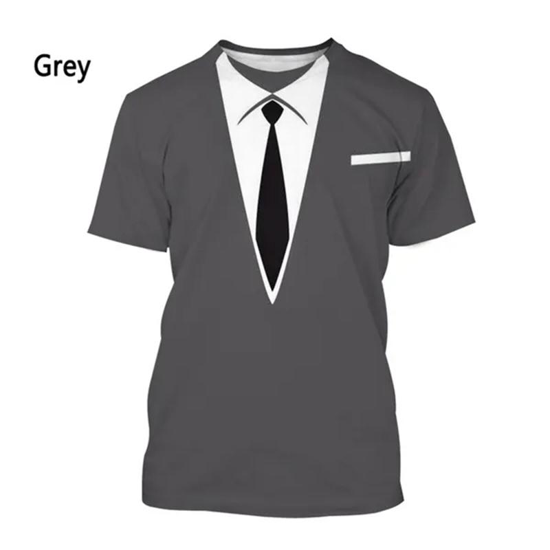 Fake Suit Bow Tie 3D T Shirt Summer Men Sir T-shirt Funny Tuxedo Retro Tie Suit Print Gentleman T-shirt Casual Short Sleeve Tops