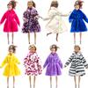 NK Multicolor 1 Pcs Long Sleeve Soft Fur Coat Tops Dress Winter Warm Wear Doll Clothes For 1/6 Doll Accessories Gift Toy JJ