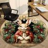 1pc Rabbit Ornament Office Round Rug, Carpet for Office, Gaming, Lightweight Round Floor Mat yy260208058