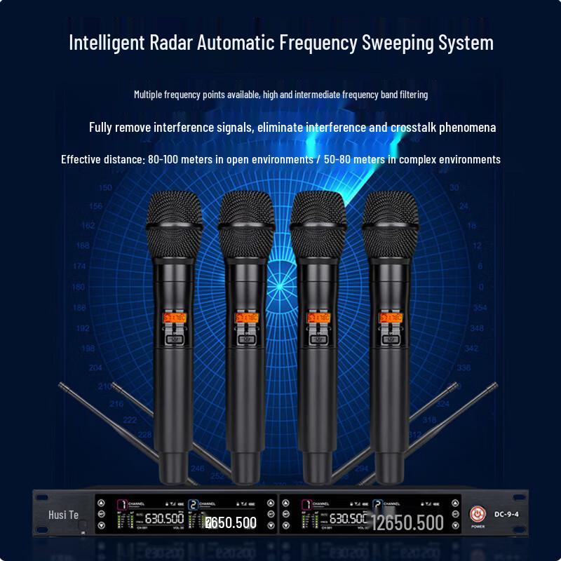 HUST DC-9-4 Wireless 1-to-4 Headset Microphone System (CN Version)