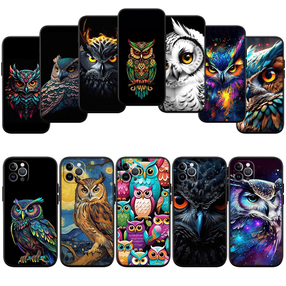 RP13 Cartoon Art Owl Phone Case for Samsung Galaxy S20 S21 S22 Ultra FE + Plus A21S A22 A24 A25 A26 A30 A30S A31