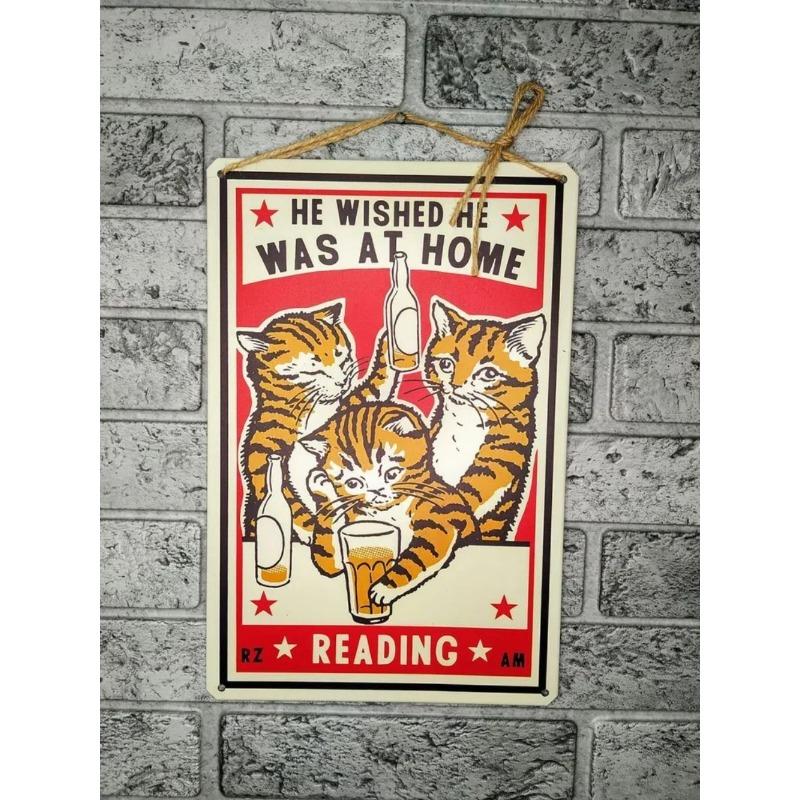 Cats Metal Wall Art, Pet Lover Poster Sign