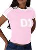 Dames Y2K Letterprint Croptop Korte Mouwen Baby Tee Casual Zomer Shirt